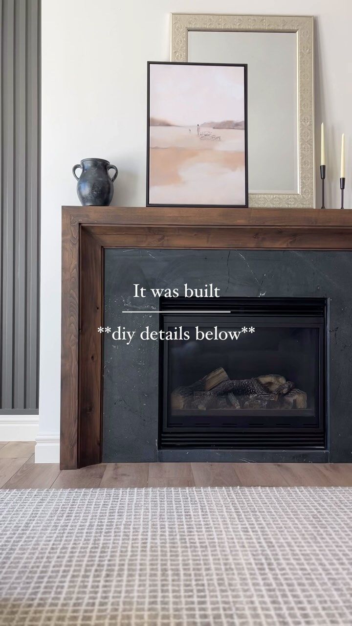 a fireplace with a quote on it that says it was built diy details below