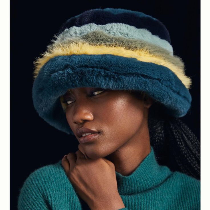 Colorblock Faux Fur Hat * Polyester * Hand Wash * Imported Dimensions * 23.5" Crown, 2" Brim Brand New Never Worn Store Removed Tags Faux Fur Hat, Anthropologie Accessories, Face Photography, Blue Fits, Fur Hat, 50 Fashion, Sweater Weather, Blue Gold, Color Blocking