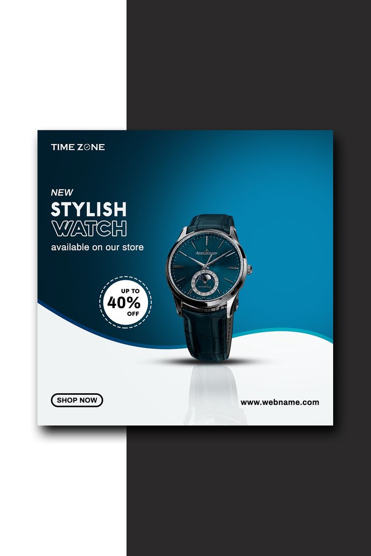 a watch advertise with a blue background