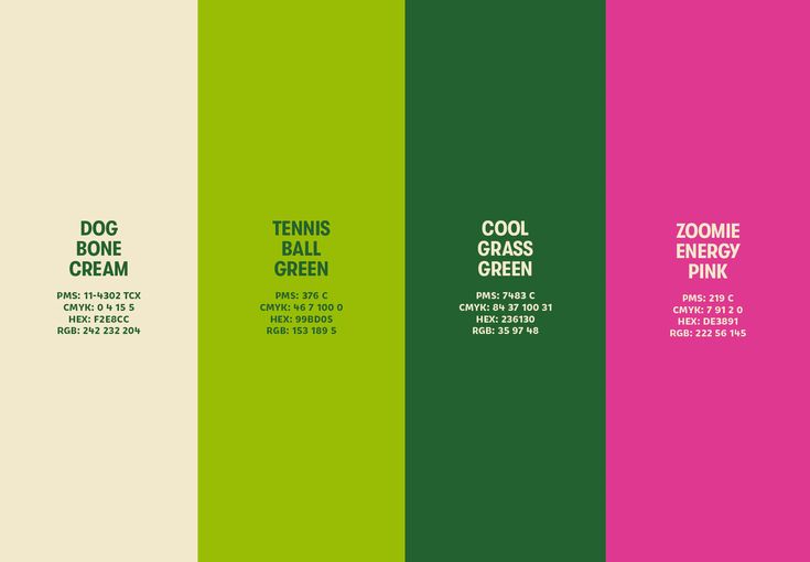 three different colored posters with the words dog bone energy pink and green