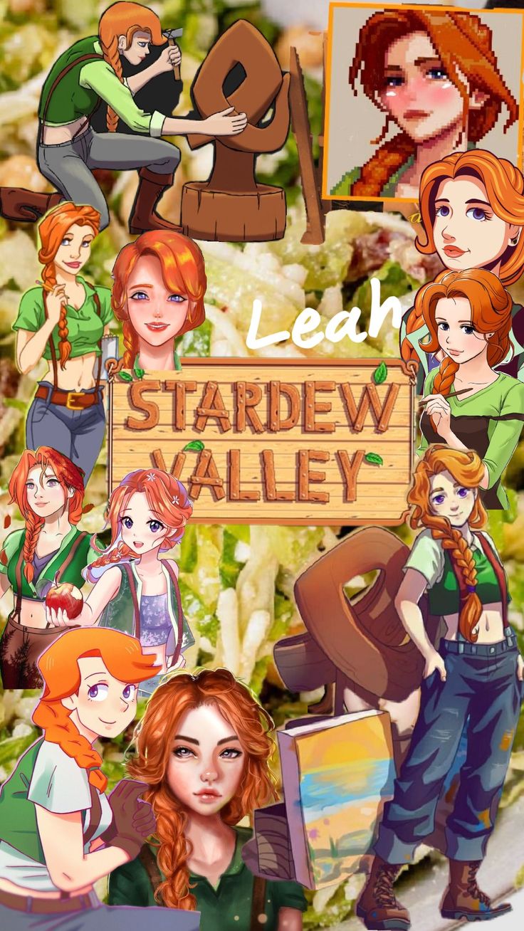 an image of some cartoon characters with the words lead stardew valley on them