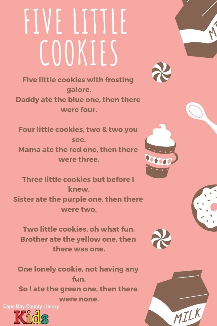 a recipe for five little cookies on a pink background