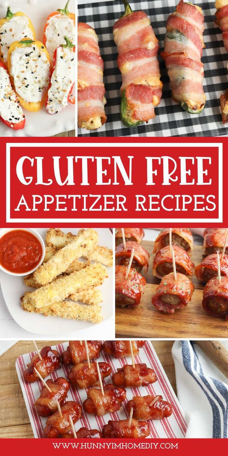 several different appetizers with text overlay that reads gluten free appetizer recipes