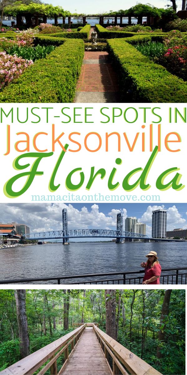 the boardwalk and gardens at jacksonville florida with text overlay that reads must - see spots in jacksonville, florida