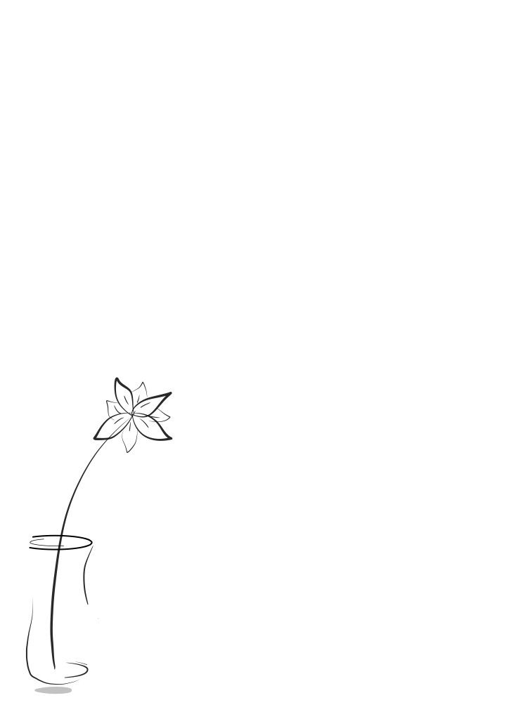 a line drawing of a flower in a vase