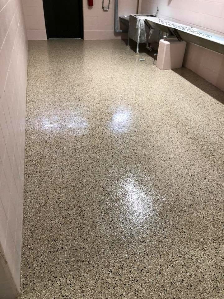 A concrete floor with an epoxy flake coating. Contractor Quotes, Findlay Ohio, Concrete Coatings, Concrete Contractor, Epoxy Flooring, Basement Renovation, Decorative Concrete, Epoxy Floor, Yes It Is