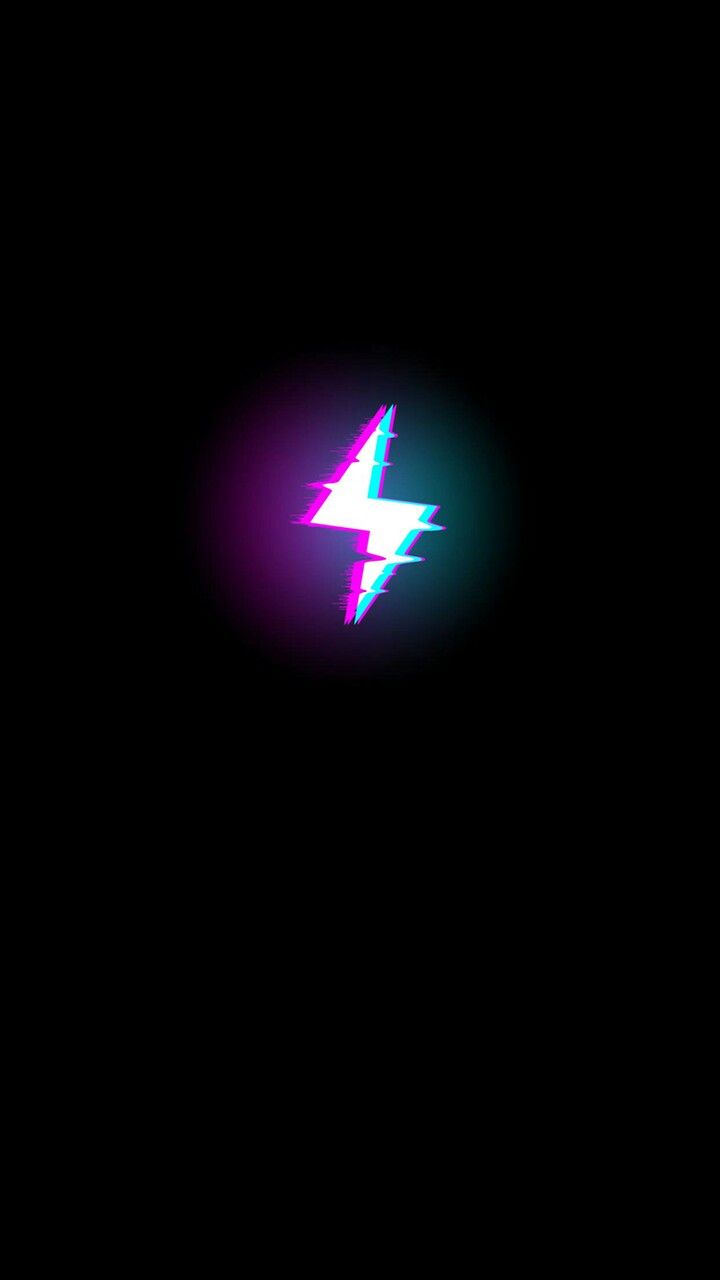 a black background with a purple and green lightening bolt