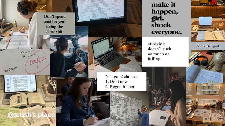 a collage of photos with people working on laptops and writing in notebooks