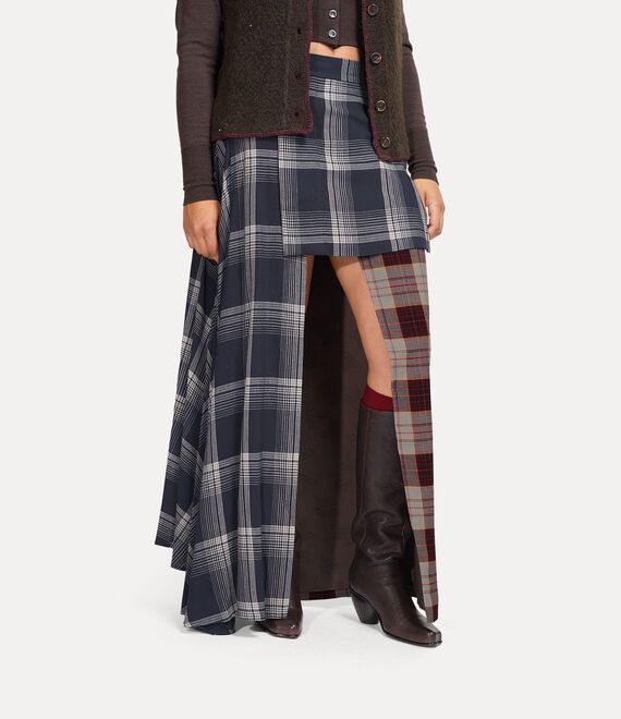 Our J.M skirt features an asymmetric silhouette with romantic drape details, reminiscent of the Neo-classical theme of this season's collection. As part of our new range, this piece offers branded mother-of-pearl buttons, complemented by contrasting panels that accentuate our signature all-over tartan motif. Fitted Maxi Skirt With Buttons, Fitted Flared Wrap Skirt For Fall, Asymmetrical Hem Wrap Skirt For Fall, Fall Wrap Skirt With Asymmetrical Hem, Relaxed Asymmetrical Maxi Skirt For Fall, Fall Asymmetrical Relaxed Maxi Skirt, Fitted Asymmetrical Maxi Skirt For Fall, Elegant Asymmetrical Maxi Skirt For Fall, Elegant Fitted Wrap Skirt For Fall