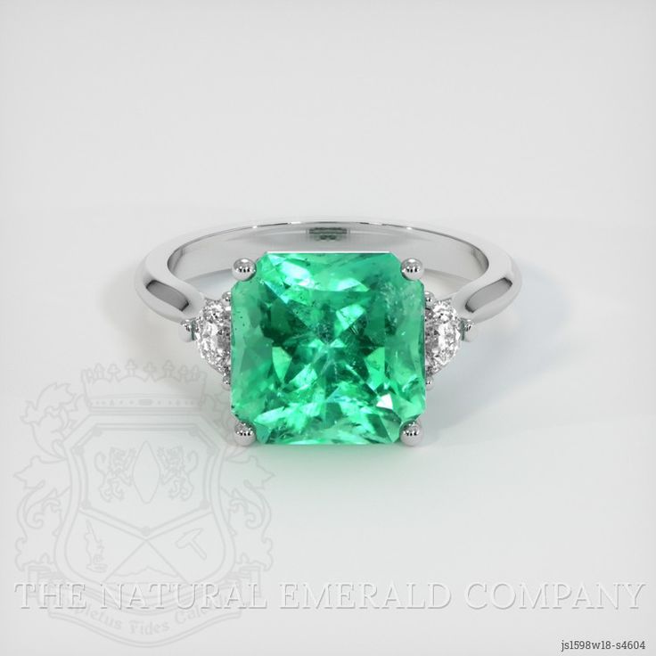 Emerald Ring 4.21 Ct. 18K White Gold | The Natural Emerald Company Luxury Green Radiant Cut Rings, Luxury Emerald Ring With Radiant Cut, Radiant Cut Emerald Ring Luxury, Formal Rectangular Emerald Ring With Center Stone, Green Radiant Cut Ring With Center Stone, Green Octagon Platinum Ring, Gia Certified Rectangular Emerald Ring For Anniversary, Green Platinum Emerald Ring For May Birthstone, Radiant Cut Green Emerald Ring In Platinum