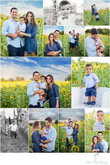 a collage of family photos with sunflowers in the background