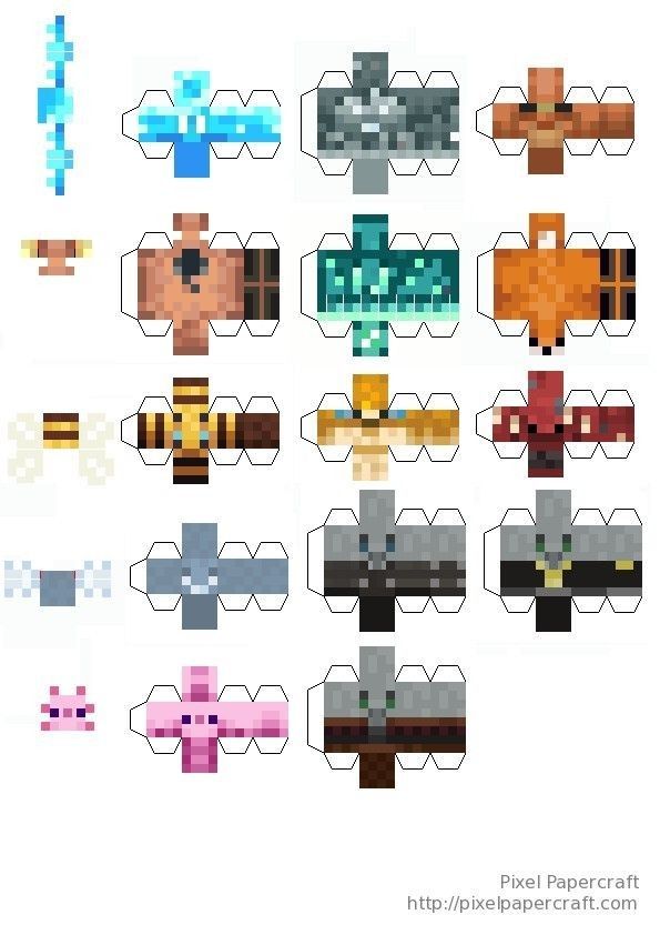 an image of some papercrafts made to look like minecraft crafting items