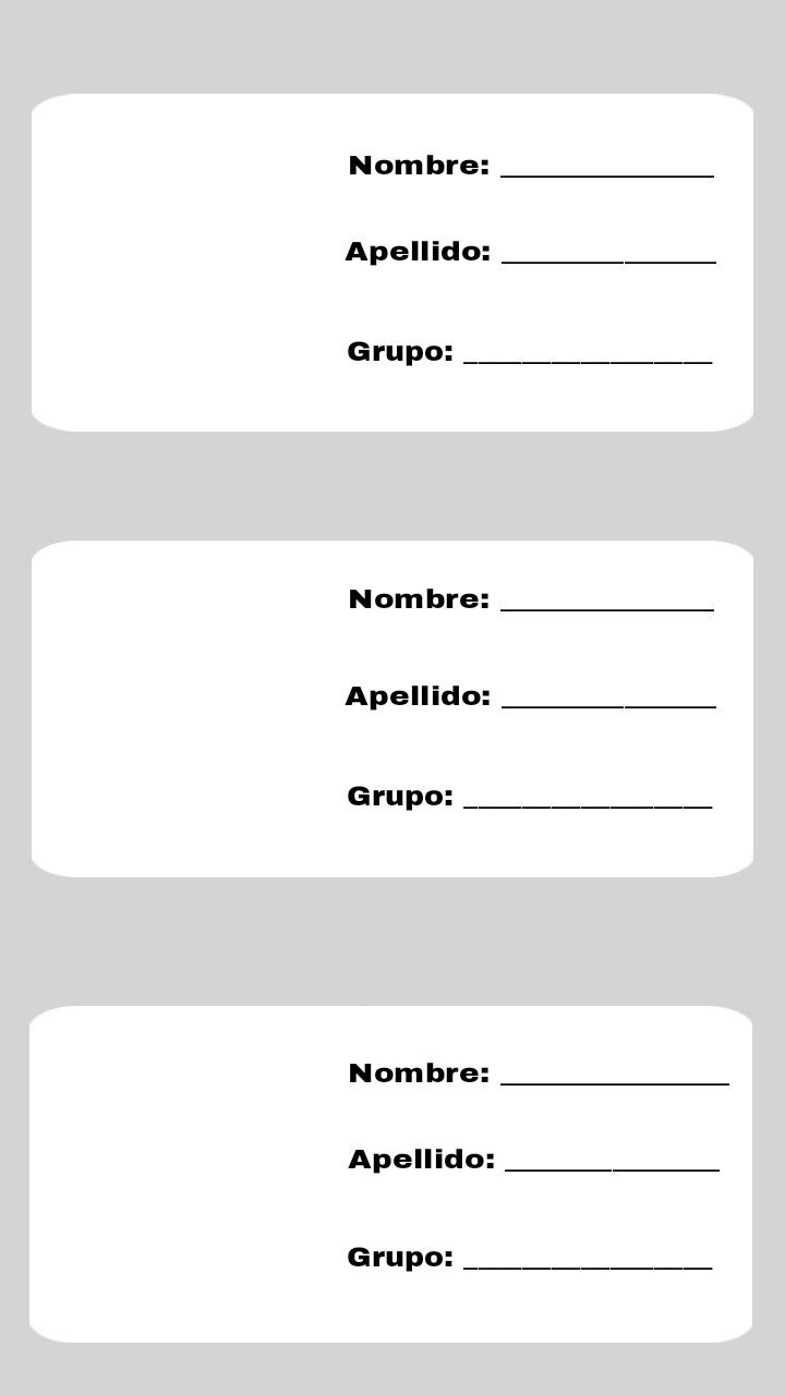 three blank labels with spanish words on them