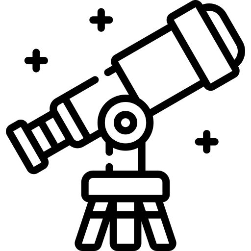 a black and white image of a telescope