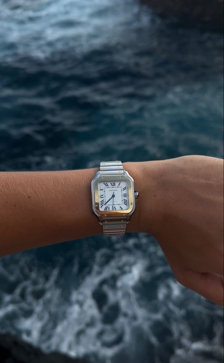 Cartier Aesthetic, Cartier Santos Watch, Wealthy Lifestyle Luxury, Summer Watch, Mens Watch Brands, Vintage Swatch Watch, Trendy Watches, Fancy Watches, Spring Outfits Men