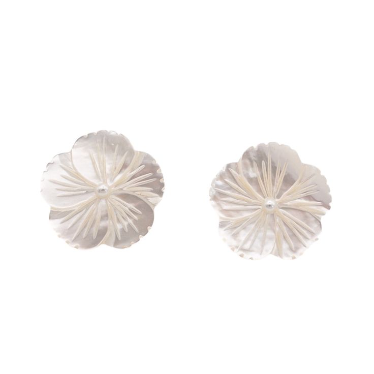 Elevate your style with these stunning Mother of Pearl Flower Ear Studs. Crafted with silver and gold plating, they exude a romantic and elegant vibe perfect for any special occasion. Experience the luxury and beauty of these exquisite earrings. Materials:  Mother of Pearl   925 Silver Elegant Petal Shaped Jewelry With 3d Flowers, Elegant Petal-shaped Jewelry With 3d Flowers, Elegant Petal-shaped 3d Flower Jewelry, Silver Feminine Flower Earrings For Formal Occasions, White Sterling Silver Flower Earrings For Party, Delicate Silver Earrings With Flower Decoration, Feminine Silver Flower Earrings For Party, Feminine Silver Flower Earrings, Silver Jewelry With 3d Flowers For Party