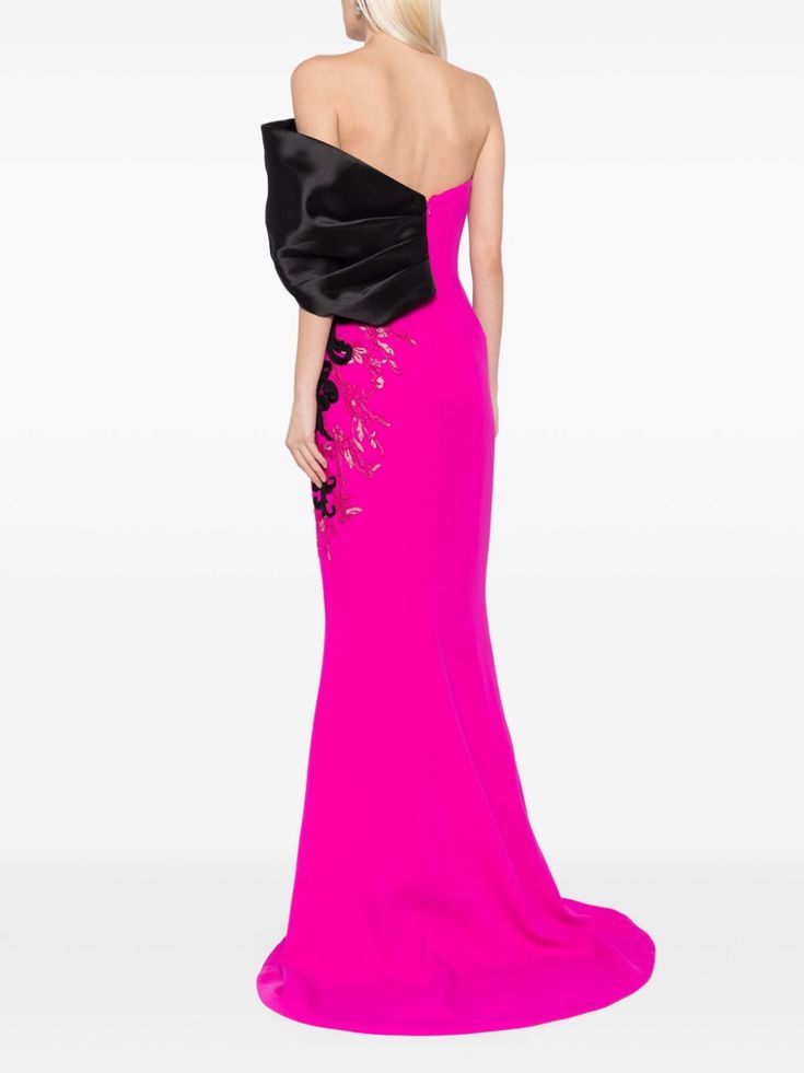 Find SAIID KOBEISY Crepe Straight Fit Gown on Editorialist. magenta pink/jet black crepe texture bead embellishment blooming flower draped detailing asymmetric sleeves off-shoulder sleeves sweetheart neck fitted waistline mermaid silhouette concealed rear hook and zip fastening floor-length full lining Saiid Kobeisy, Fitted Gowns, Bead Embellishment, Crepe Gown, Magenta Pink, Mermaid Silhouette, Sweetheart Neck, Jet Black, Shoulder Sleeve