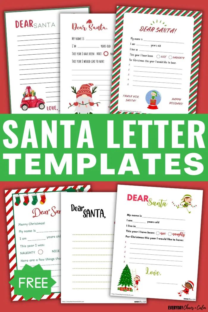 santa letter templates for kids to print and use in the holiday themed writing process