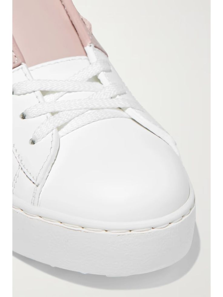 VALENTINO GARAVANI Open two-tone leather sneakers | NET-A-PORTER Luxury Calf Leather Sneakers For Streetwear, Textured Sole Calf Leather Sneakers For Streetwear, Luxury Leather Chunky Sneakers For Streetwear, Streetwear Sneakers With Textured Sole And Calf Leather, Calf Leather Sneakers With Textured Sole For Streetwear, Streetwear Calf Leather Sneakers With Textured Sole, White Casual Sneakers In Calf Leather, Casual White Calf Leather Sneakers, Calf Leather High-top Sneakers With Perforated Toe Box