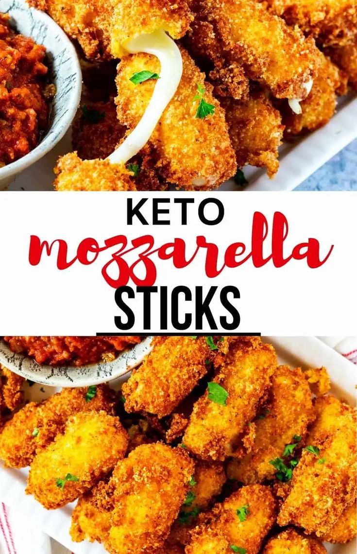 keto mozzarella sticks on a white plate