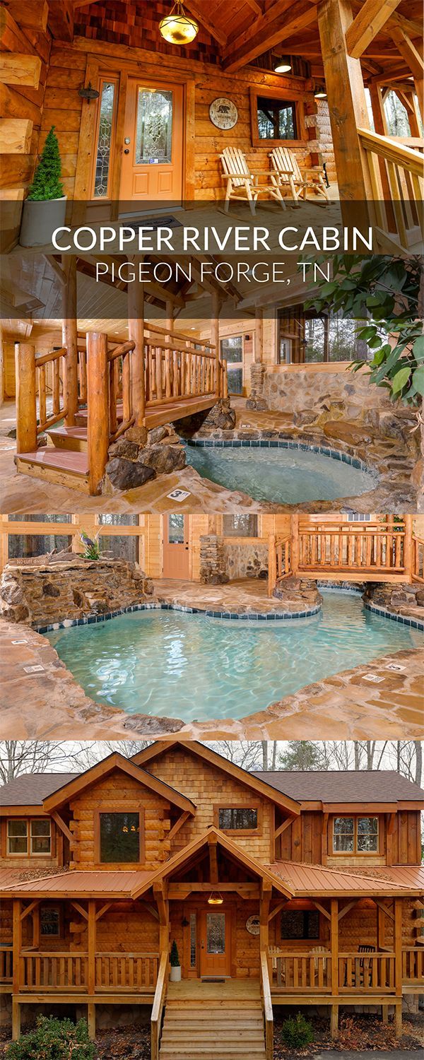 an outdoor hot tub in the middle of a log cabin with steps leading up to it