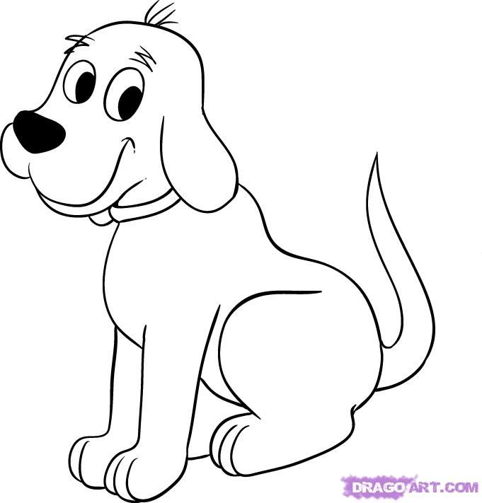 a cartoon dog sitting on the ground