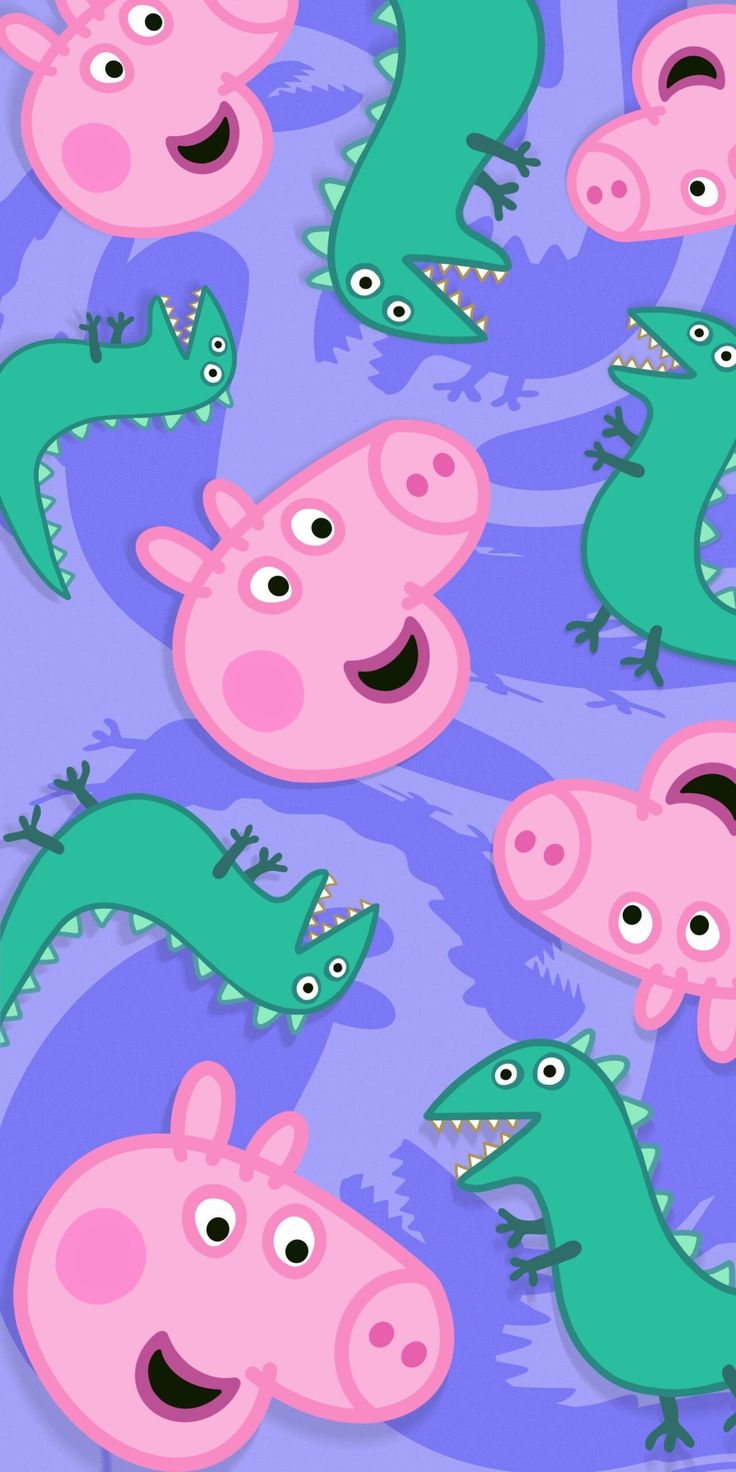 peppa pig and his friends are all in the same pattern