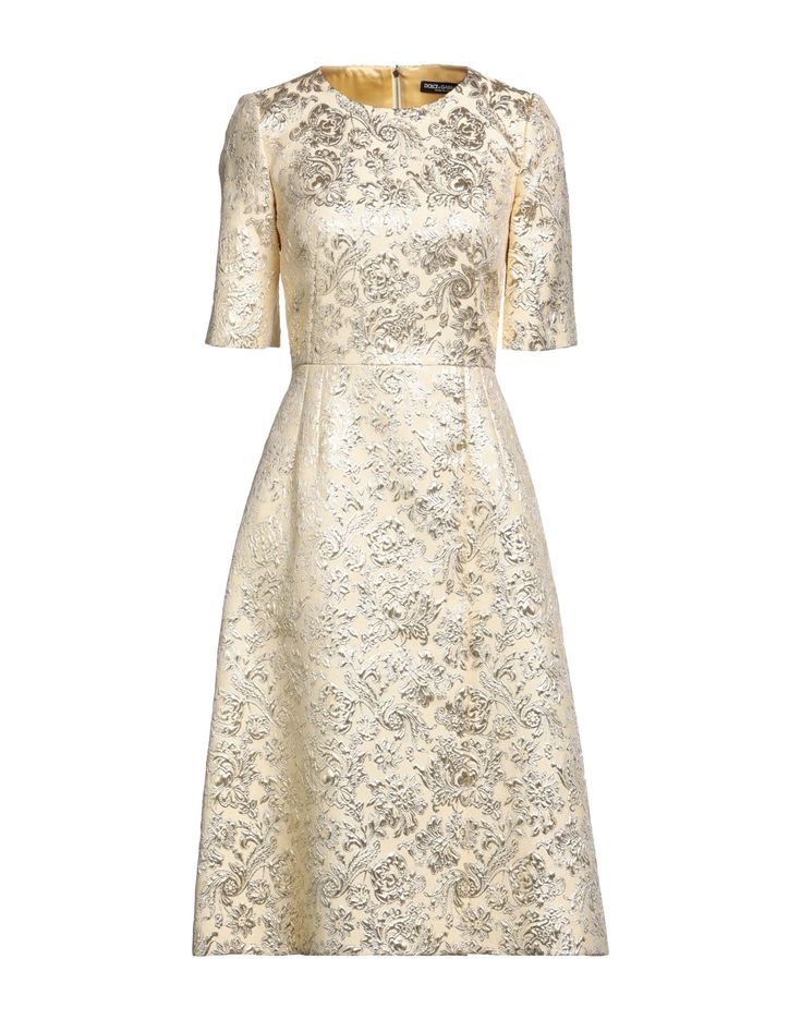 DOLCE&GABBANA  | Gold Women‘s Midi Dress  | YOOX Short Sleeve Mini Dress For Wedding, Wedding Mini Dress With Short Sleeves, Luxury Short Sleeve Midi Dress For Evening, Luxury Short Sleeve Midi Cocktail Dress, Elegant Gold Dress With Short Sleeves, Elegant Short Sleeve Gold Dresses, Elegant Gold Dresses With Short Sleeves, Luxury Short Sleeve Wedding Dress, Gold Short Sleeve Formal Dress