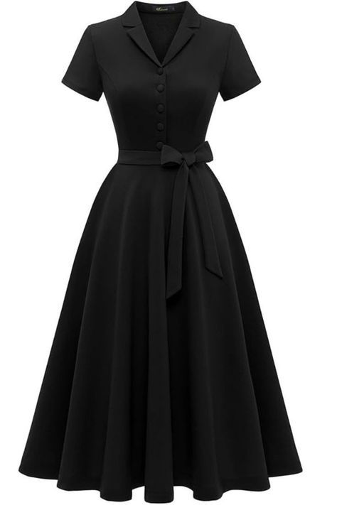 Cocktail Looks Women, Black Tea Dress, Types Of Sleeves For Women, Elegant Church Dresses, What To Wear For Church, Cute Black Dresses Classy, Dresses For Work Offices, Black Classy Outfit, Orchestra Dress