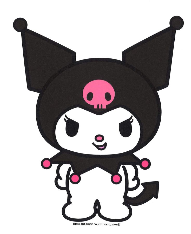 a drawing of a cat with pink eyes and black ears on it's head