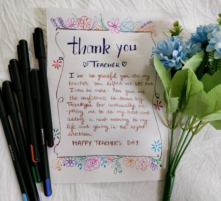 A Handwritten Thank You Note for Teachers Letters Idea For Teachers Day, What To Write In Teachers Day Card, Happy Teachers Day Diy Gift, Teachers Day Card Wishes, Teachers Day Notes Ideas, Teachers Day Note Card, Short Note For Teachers Day, Aesthetic Gift For Teachers Day, Cute Thank You Cards For Teachers