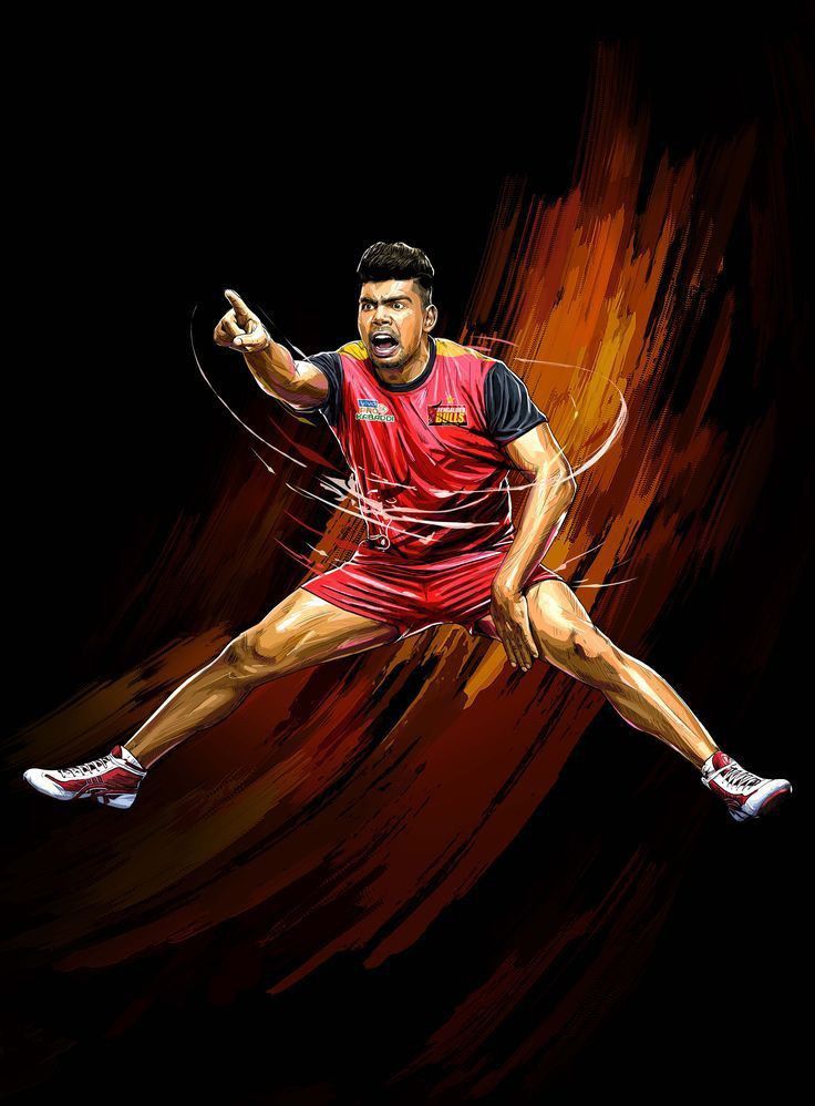 a digital painting of a man playing tennis