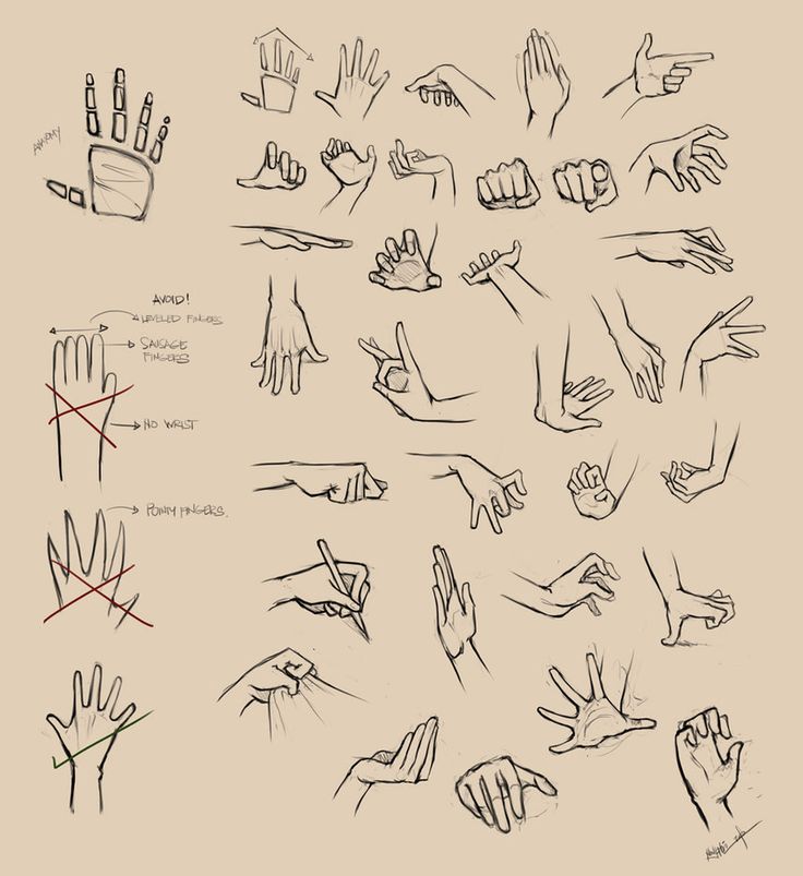 hand gestures drawn in black and white ink