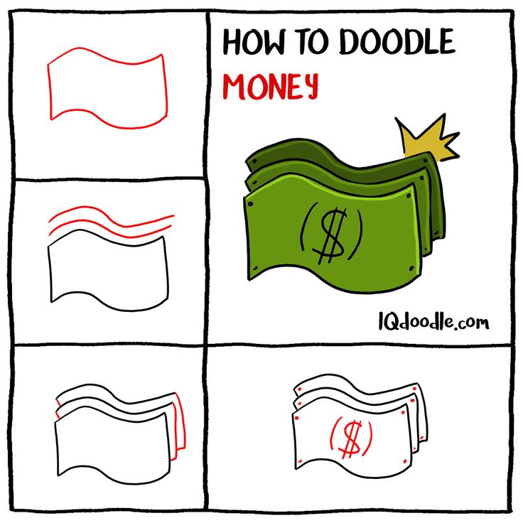 how to doodle money in four different ways with the words'how to doodle money '