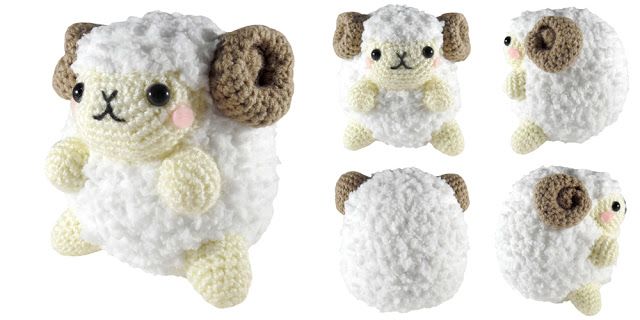 there are four stuffed sheeps in the same pattern, one is brown and white