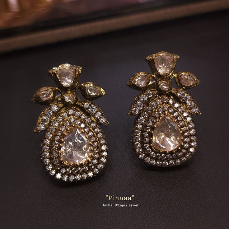 Pinna moissanite polki set Real Diamond Earrings Indian, Jewellery Stones, Moissanite Jewellery, Beaded Wedding Jewelry, Indian Jewelry Earrings, Bridal Jewelry Vintage, Bridal Jewellery Design, Polki Earrings, Polki Jewellery