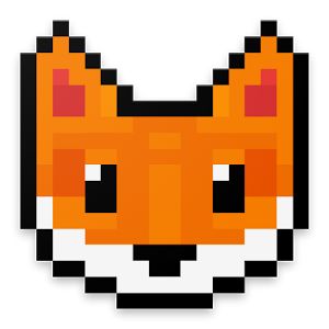 an orange and black pixellated animal head