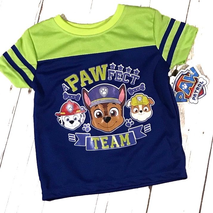 New With Tags Paw Patrol Shirt Size 24 Month 080 Green Cartoon Print T-shirt For Playtime, Blue Fun T-shirt For Playtime, Green Cartoon Print Tops For Playwear, Blue Pre-shrunk T-shirt For Playtime, Pre-shrunk Blue T-shirt For Playtime, Fun Character Print Tops For Playtime, Cute Short Sleeve Tops For Play, Graphic Print Crew Neck Shirt For Playtime, Green Playful Playwear Tops