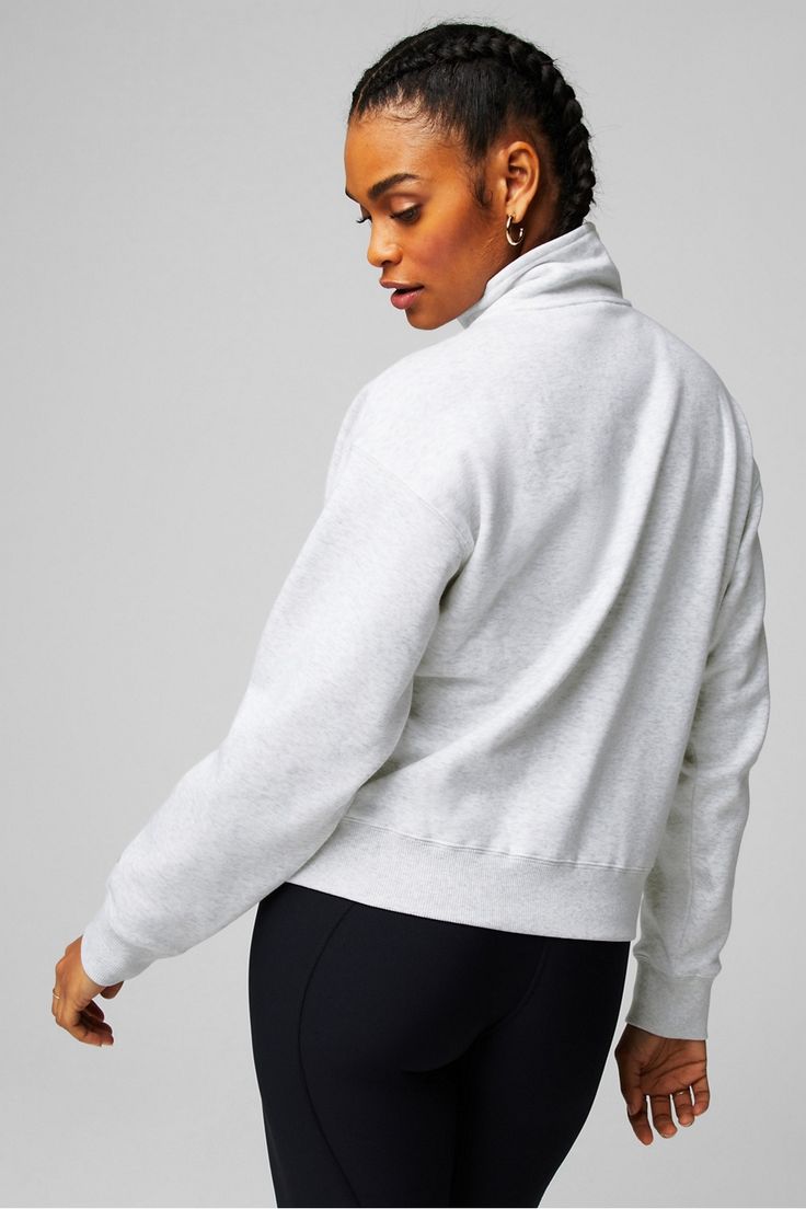 Cozy Fleece Half Zip Sweatshirt Fabletics Soft Grey Heather female Activewear >> Womens >> Tops >> Sweatshirts >> Pullovers regular Everyday/Lounge Female Activewear, Half Zip Sweatshirt, For A Reason, Eco Fashion, Heather Black, Zip Sweatshirt, Pullover Sweatshirts, Active Wear For Women, Fleece Fabric