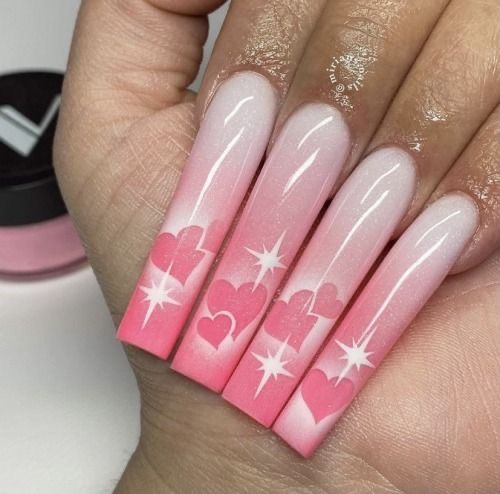 Vday Nails, Airbrush Nails, Cute Acrylic Nail Designs, Exotic Nails, Long Acrylic Nails Coffin, Long Square Acrylic Nails, Acrylic Nails Coffin Short, Acrylic Nails Coffin, Birthday Nails