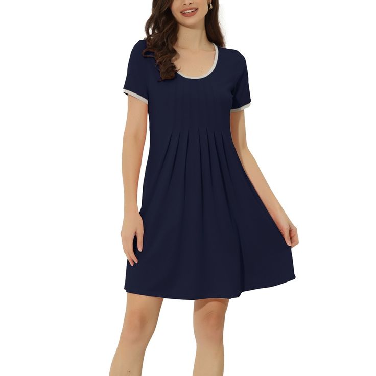 This style of stretchy lounge dress it's easy to put on or take off, which can give you a light and simple dressing experience, keep you nice and comfortable all day. The super soft pajamas dress for women is stretchy, soft, lightweight, breathable and comfortable to wear as. This pajamas dress is casual, even if guest visits suddenly, you won't feel embarrassed, make your home life more convenient. The lounge dress also be a perfect gift for your mom, wife, daughter, girlfriend, or friends as l Stretch Dresses For Relaxation, Casual Blue Nightgown For Bedtime, Casual Mini Length Sleepwear, Blue Casual Nightgown For Lounging, Casual Blue Nightgown For Lounging, Solid Stretch Loungewear Dress, Casual Stretch Nightgown For Bedtime, Blue Summer Lounge Dresses, Solid Stretch Lounging Dresses