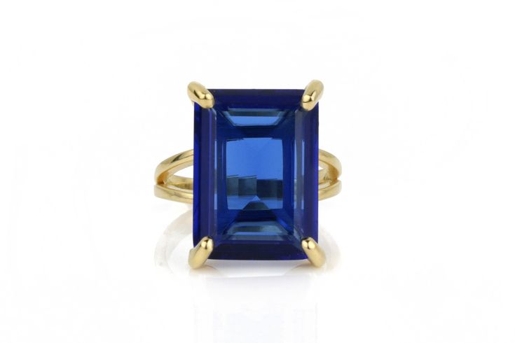 A custom-made blue ring, tailored in 14k gold filled setting and boasting a gorgeous Sapphire stone. A stylish gemstone ring that is perfect for any occasion - both for wearing and gifting. Sapphire is a September birthstone and is associated with healing and love. ☛ 𝒜𝐵𝒞 - Add Engraving - https://etsy.me/2ZSRjhu ☛ Ring size - Select the size you would like from the drop down menu ♥ Gemstone Type - Sapphire (Lab Created) ♥ Gemstone Size - 13x18mm ♥ Gemstone Cut - Faceted Rectangle ♥ Metal Type Formal Birthstone Ring With Rectangular Stone, Rectangular Sapphire Ring For Formal Occasions, Formal Rectangular Birthstone Ring, Luxury Blue Rings With Rectangular Stone, Rectangular Birthstone Ring With Gemstone For Formal Occasions, Elegant Rectangular Yellow Gold Birthstone Ring, Elegant Yellow Gold Rectangular Birthstone Ring, Luxury Blue Rectangular Stone Rings, Classic Blue Square Cut Rings