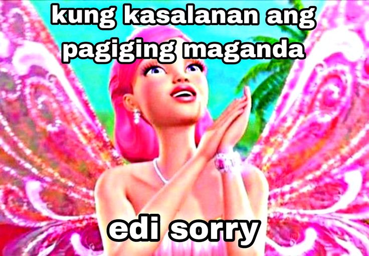 a woman with pink hair is holding her hands up to her chest and the caption reads, kung kasalanan ang paging magadaa ed sorry