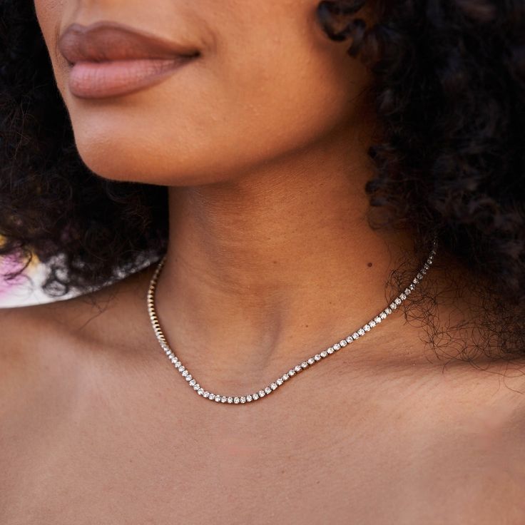 We're changing the game by introducing our newest Micro Tennis Necklaces with even smaller, 1.6mm, stones. This original piece can be worn independently as a single strand, paired as a double strand, and even paired with our bestselling pendants. You won't find 'em anywhere else. This product is guaranteed for life - GLD will repair the item should you experience any defects in craftsmanship or breakage. Specifications - Length: 16" & 18" - Width: 1.6mm - Weight: (Weight can vary +/- 2 grams) Go Forever Products, Vvs Diamond, Tennis Necklace, Vermeil Jewelry, Custom Earrings, Necklace Size, Drop Necklace, Pendant Bracelet, Gold Design