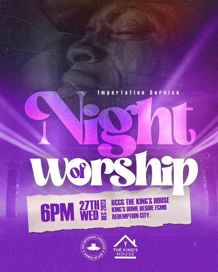 a flyer for a night worship event