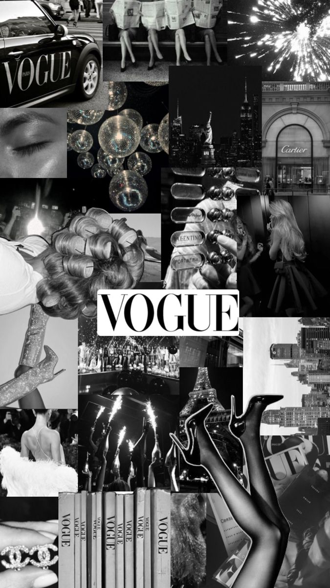 black and white collage with the words voggie written in different font styles