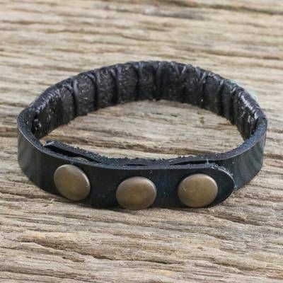 Bohemian Leather and Agate Bead Wristband Bracelet - Rock Walk | NOVICA Mothers Day Signs, Denim Jewelry, Leather Wristbands, Wristband Bracelet, Unique Bracelets, Fabric Bags, Leather Shops, Handcrafted Leather, Agate Beads