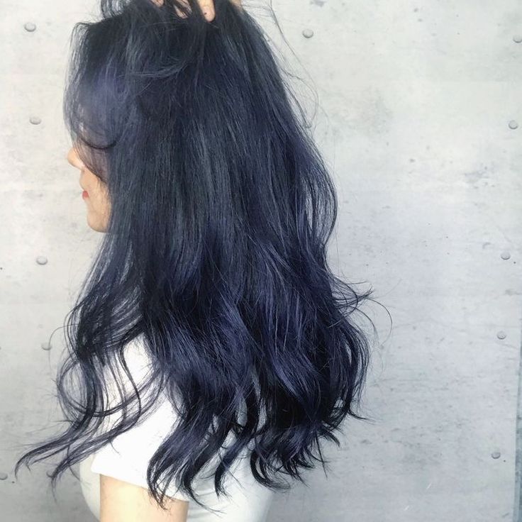 Hair Dye No Bleach, Black Blue Hair, Dark Blue Hair Dye, Blue Hair Dye, Dyed Hair Blue, Dark Blue Hair, Korean Hair Color, Level 8, Hair Color Streaks