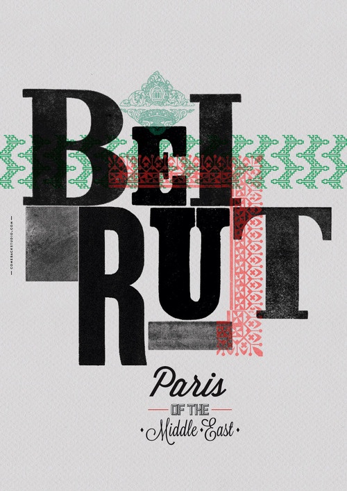 the words beli rut paris and middle east are shown in black, white, and red