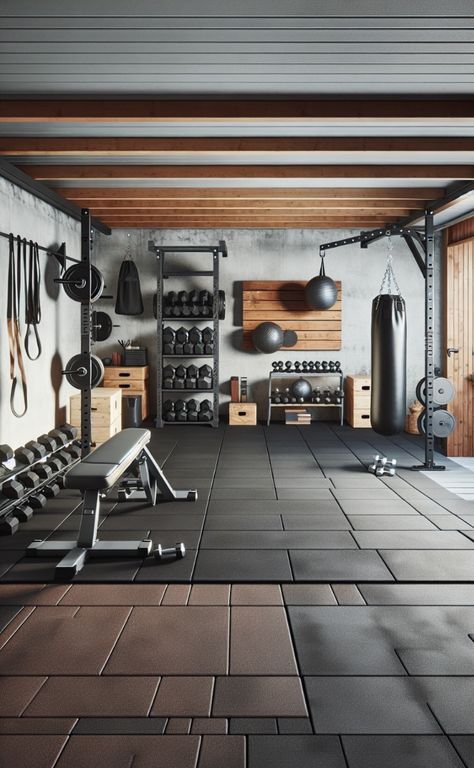 an empty gym room with rows of exercise equipment and weights on the floor in front of it